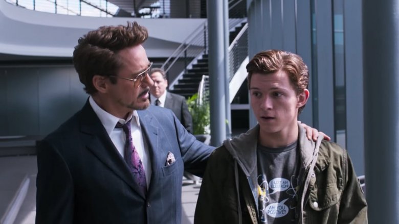 Robert Downey Jr. and Tom Holland in Spiderman: Homecoming (2017)