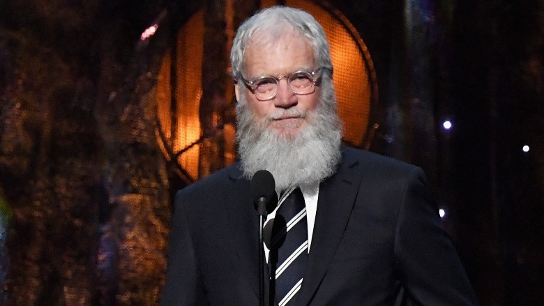 David Letterman speaking on stage