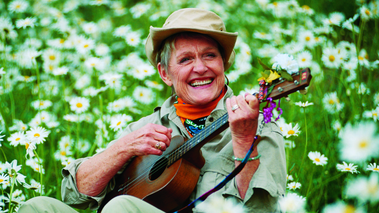 Sonja Christopher playing ukulele