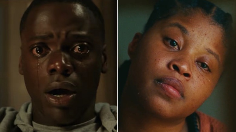 Side-by-side pictures of Chris crying in Get Out and Dre crying in Swarm