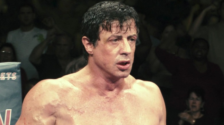 Rocky Balboa sweaty during fight