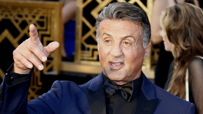 Sylvester Stallone pointing