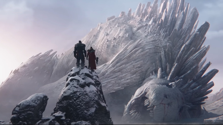 Thor and Korg look on the potential work of Gorr