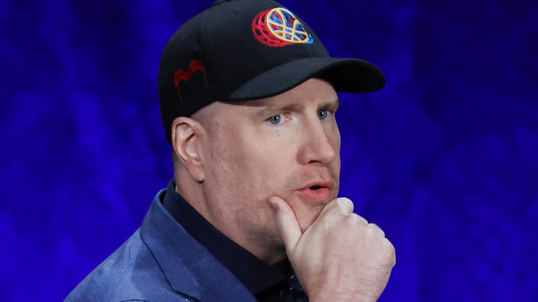 Marvel Entertainment President Kevin Feige scratches his chin