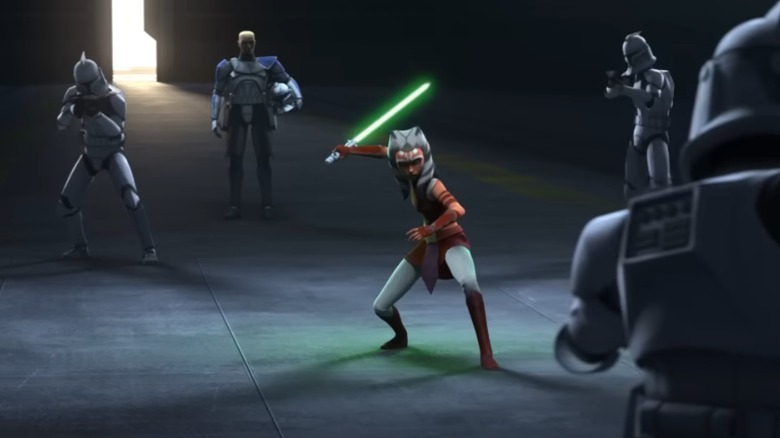 Ahsoka fighting storm troopers