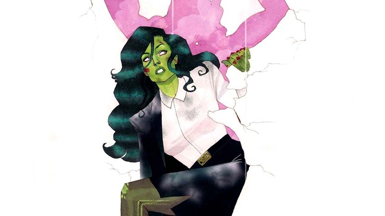 She-Hulk walks through a wall