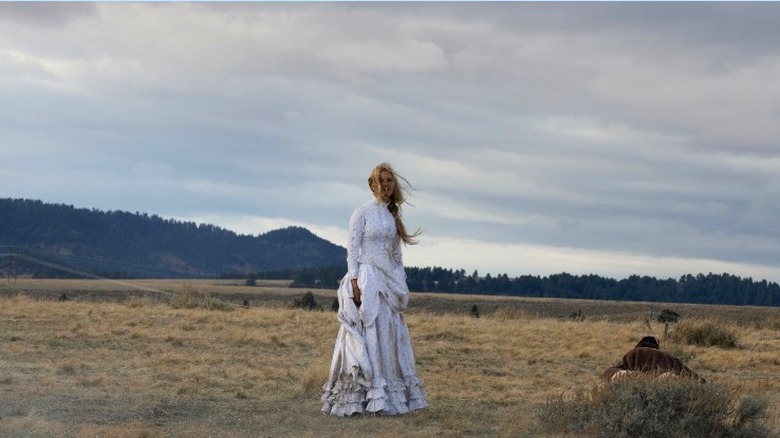 Elsa Dutton alone in field