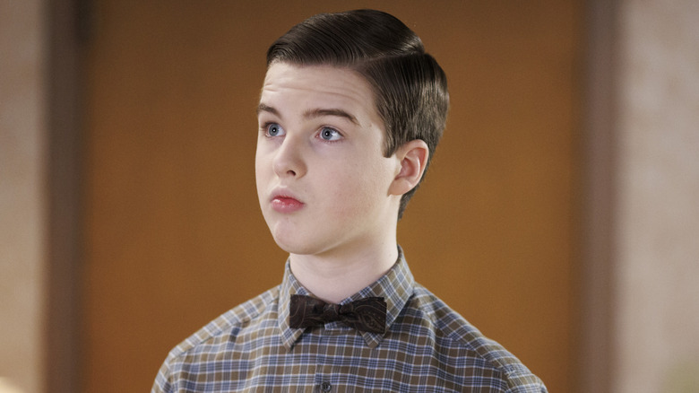 Young Sheldon looking surprised