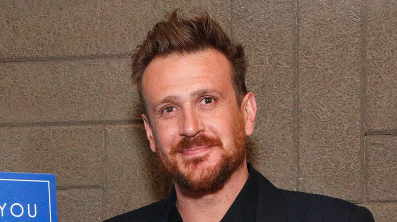 Jason Segel beard black suit