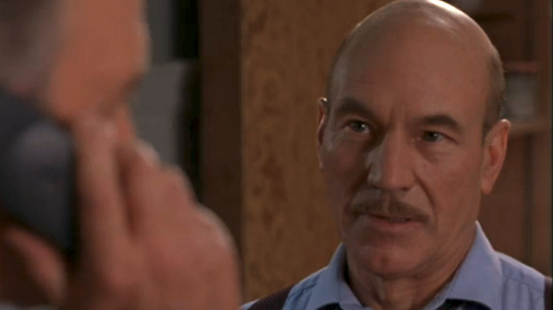 Patrick Stewart sports a mustache