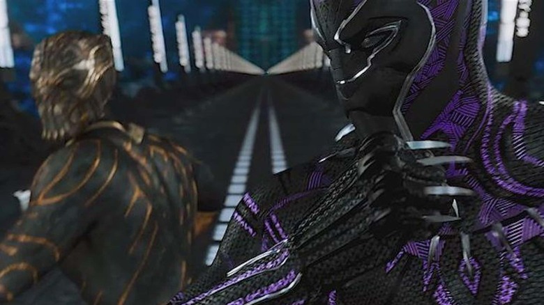 T'Challa and Killmonger fight on the train tracks