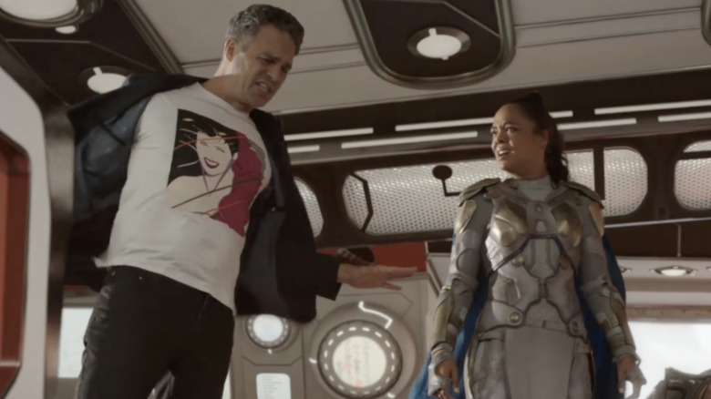 Tessa Thompson as Valkyrie and Mark Ruffalo as Hulk in Thor: Ragnarok 