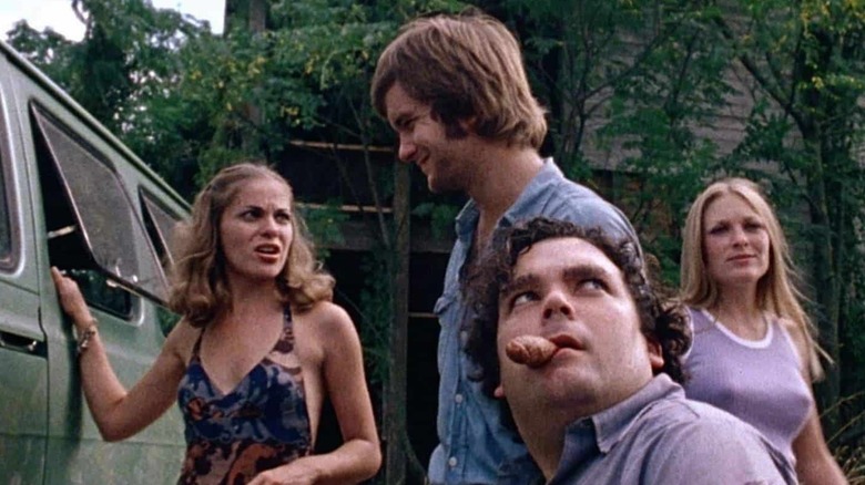 The characters of the original Texas Chainsaw Massacre by the van