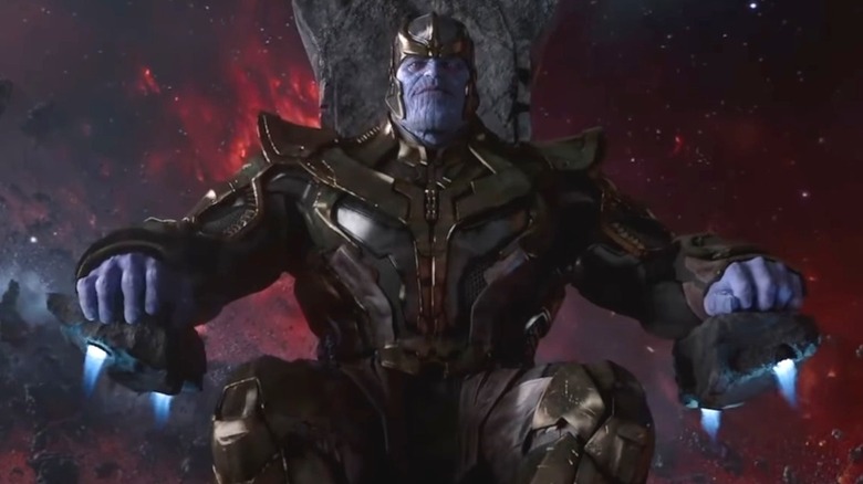 Thanos sitting on his throne