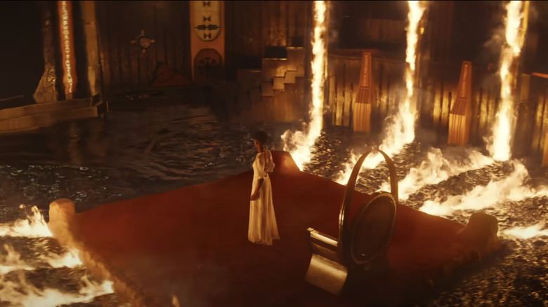 Shuri in burning throne room