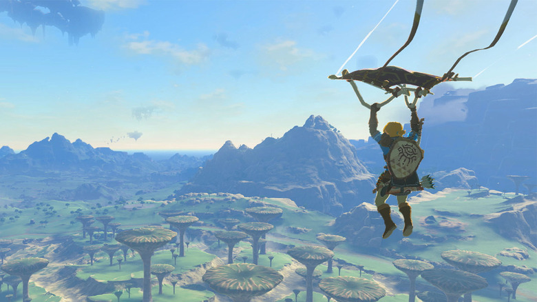 Link glides over Hyrule