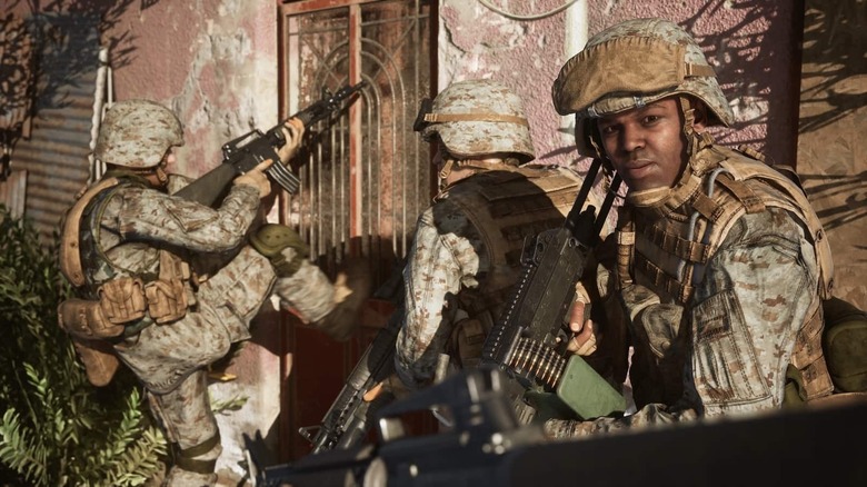 Marines breach a building