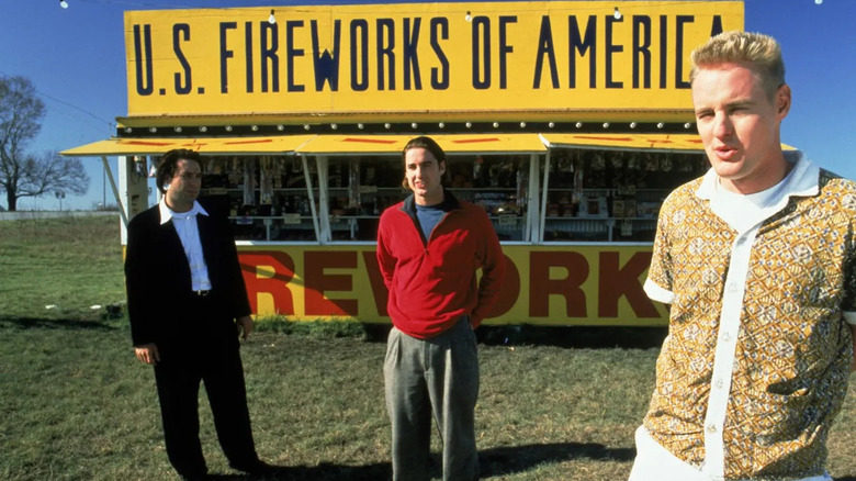 Dignan, Anthony, and Bob visit a fireworks stand in "Bottle Rocket" (1996)