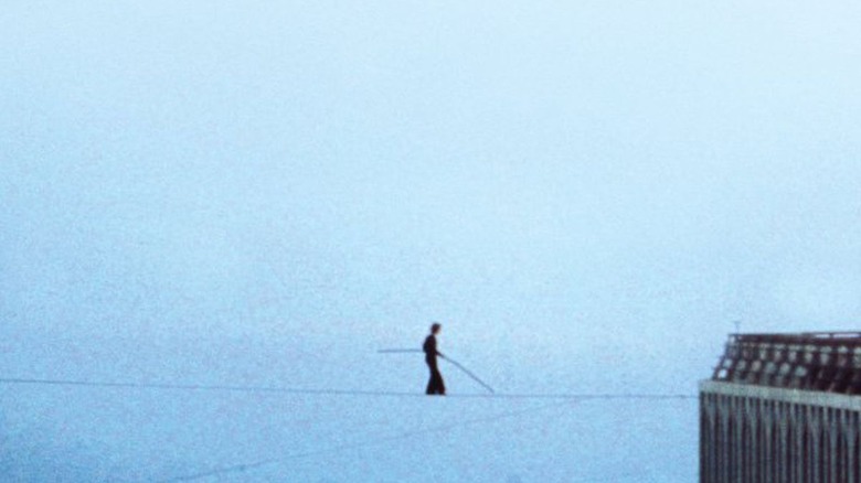 Petit walking across the Twin Towers in Man on Wire (2008)