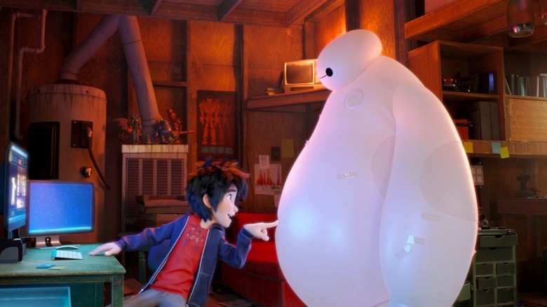 Hiro playfully poking Baymax's belly (2014)