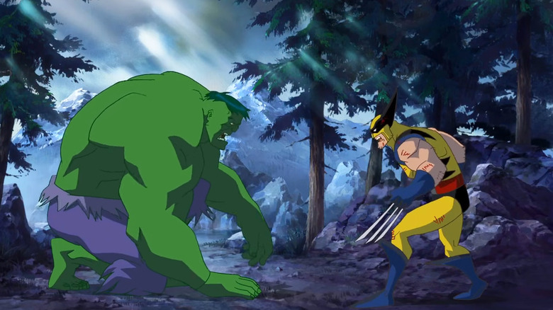 Hulk and Wolverine prepare to fight (2009)