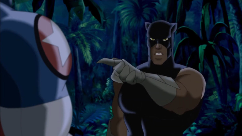 Black Panther pointing at Captain America (2006)