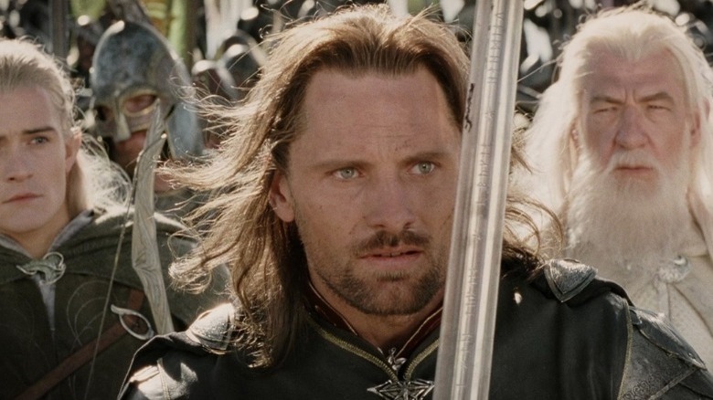 Aragorn leading Gondor's forces against Mordor