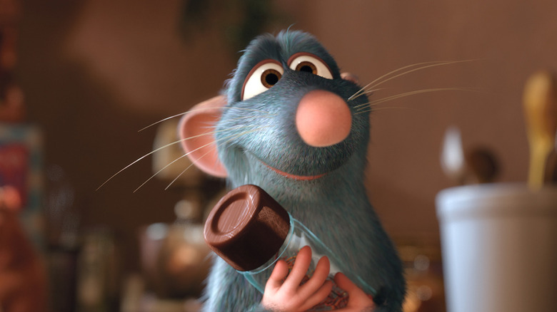 Remy in a state of bliss in Ratatouille