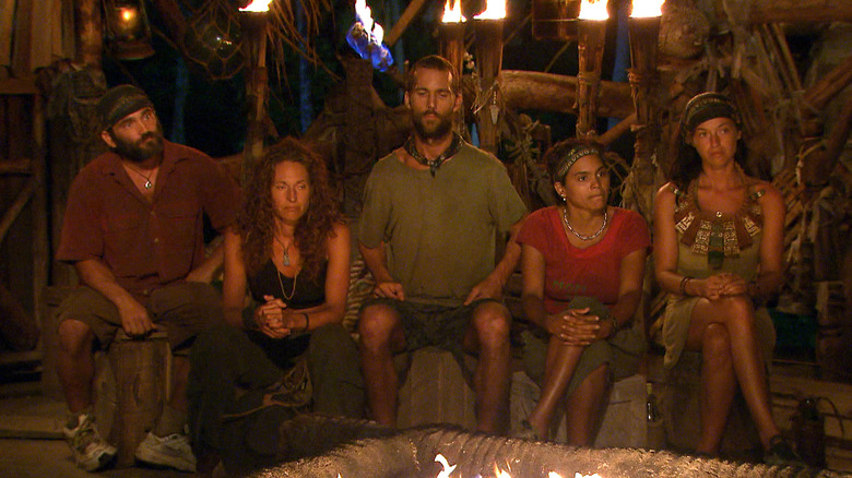 Survivor Heroes vs. Villains players at Tribal Council