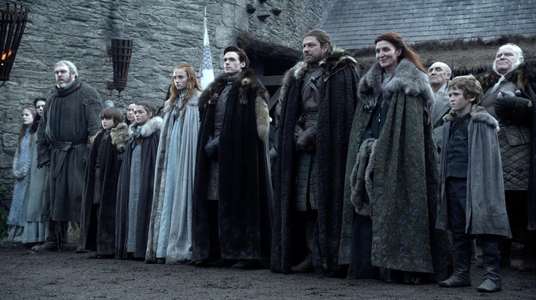 The Stark family lines up