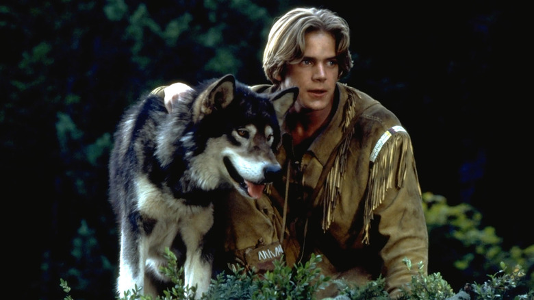 Jack Conroy and White Fang stare