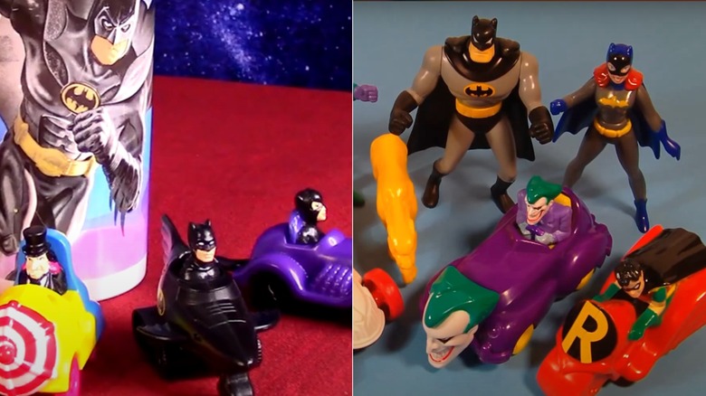 Two sets of Batman-themed Happy Meal toys