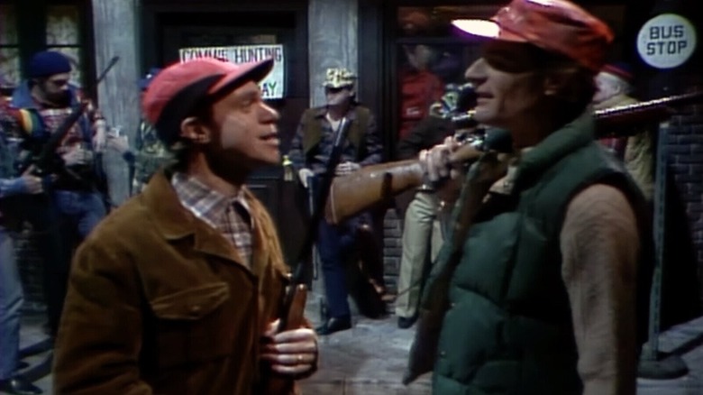 A gathering of redneck hunters in Commie Hunting Season on "SNL" (1980)