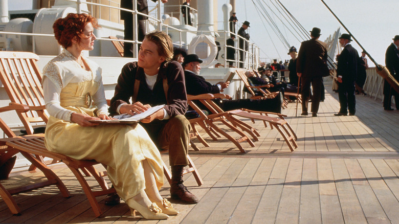 Jack and Rose out on the deck together in "Titanic"