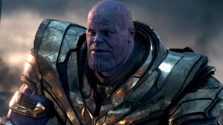 Thanos sitting after his battle with the Avengers, realizing he's lost his war and will soon become dust