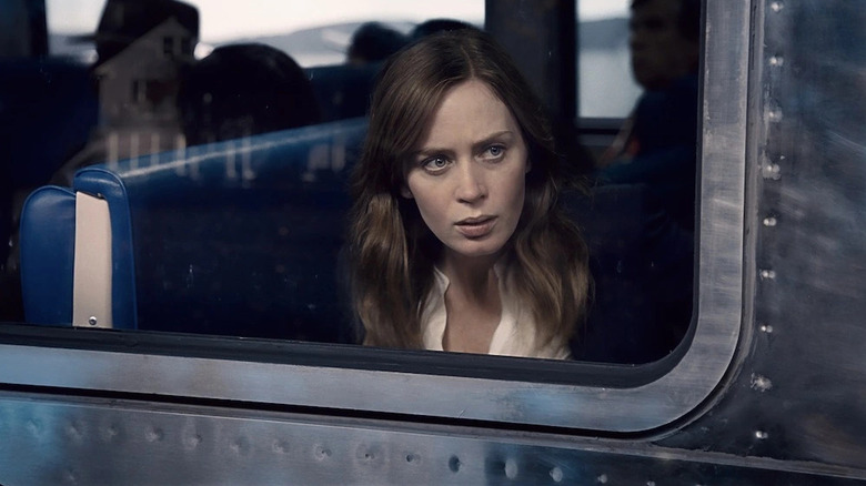 Emily Blunt rides the train