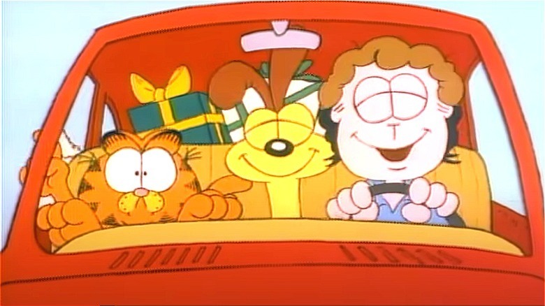 Gafleld, Odie, and Jon in the car