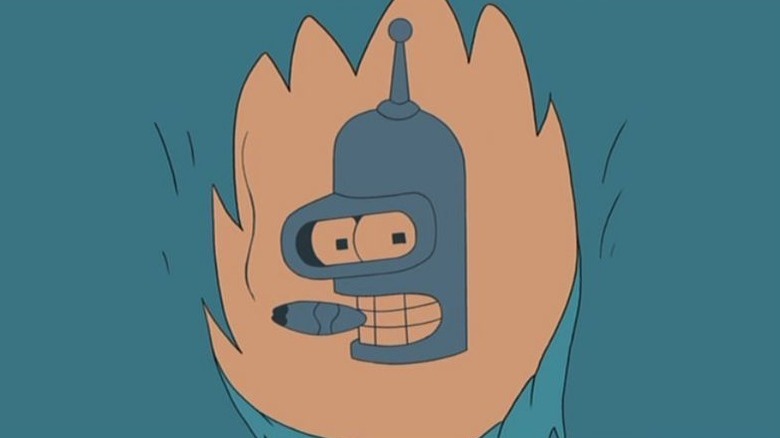 Fry's tattoo of Bender containing time code