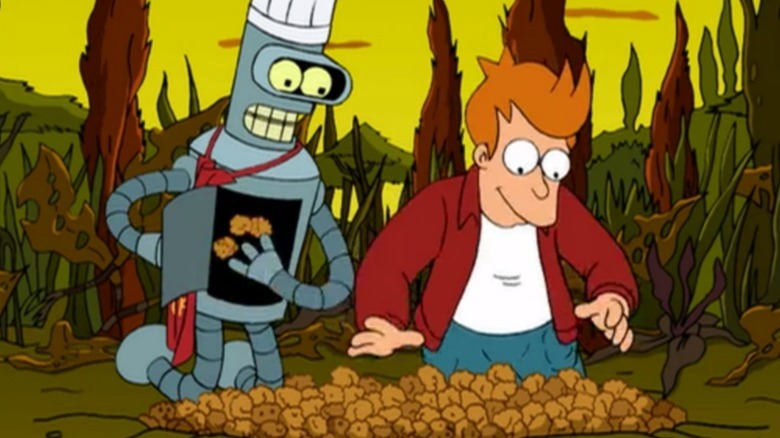 Bender and Fry collecting Popplers