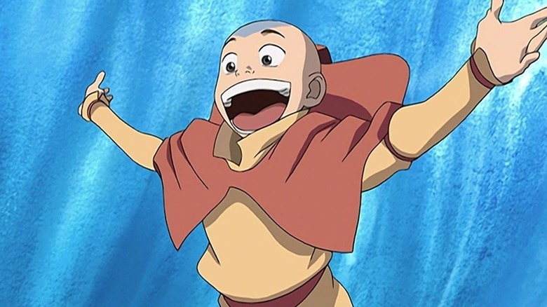 Aang screaming as he flies