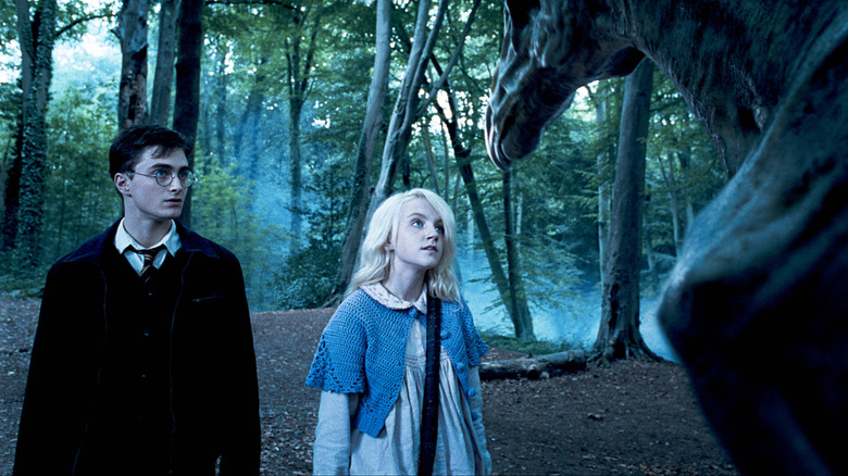 Harry and Luna interacting with a thestral