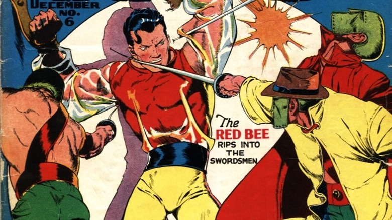 Red Bee fighting swordsmen