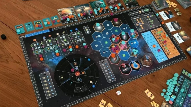 The game board for SETI: Search for Extraterrestrial Intelligence set up.