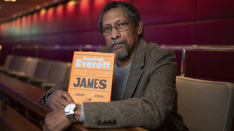 Percival Everett holds his book James while sitting in The Royal Festival Hall in London for the Booker Prize 2024 Shortlist