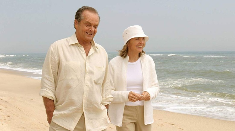 Jack Nicholson and Diane Keaton walking on the beach