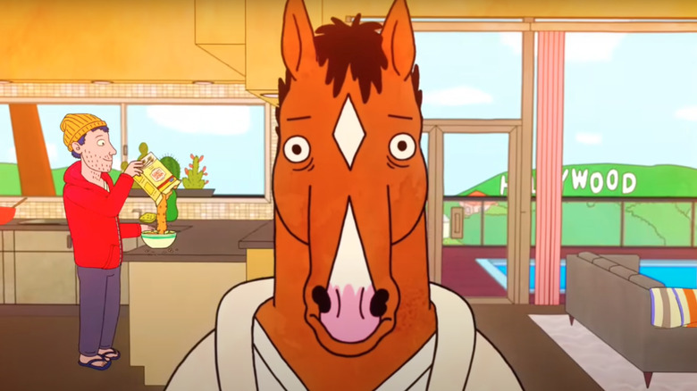 Bojack Horseman wearing bathrobe