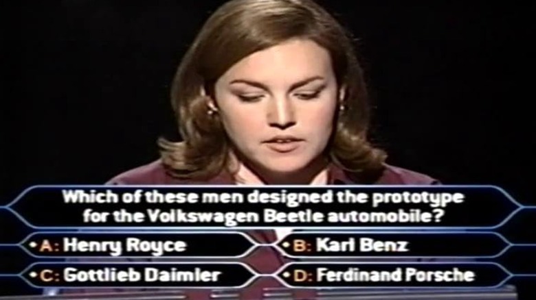 A woman answers a question on Who Wants to Be a Millionaire