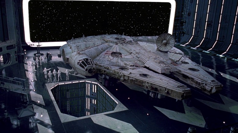 Millennium Falcon docked in Imperial ship