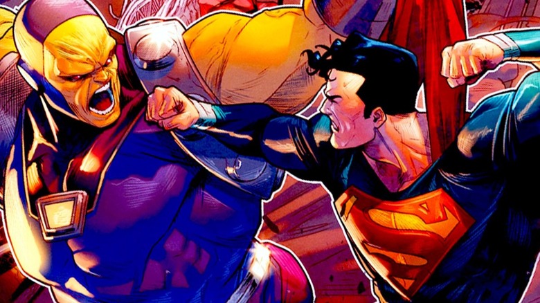 Mongul fighting Superman