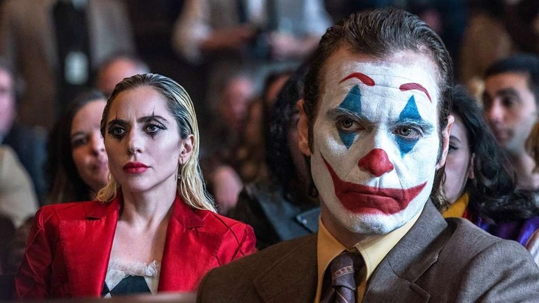 Joker and Lee sit in court in "Joker: Folie a Deux"